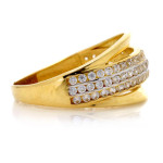 Złoty pierścionek 585 bogato zdobiony drobnymi cyrkoniami 14K