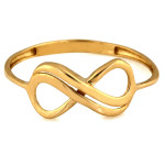Złoty pierścionek 585 nowoczesny znak nieskończoności bez kamieni
