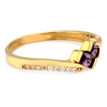Złoty pierścionek 585 z fioletowymi i białymi cyrkoniami na prezent