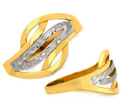 Złoty pierścionek błyszczący dwukolorowy diamentowany 