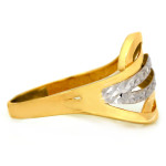 Złoty pierścionek 585 błyszczący dwukolorowy diamentowany na prezent