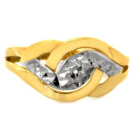 Złoty pierścionek 585 z dwukolorowego złota z diamentowaniem