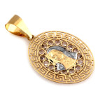 Medalik złoty duży owalny z ażurem Matka Boska