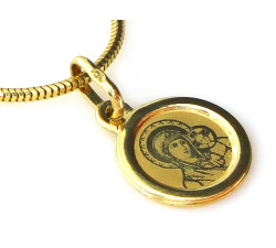 Złoty okrągły medalik idealny na Komunię Świętą Chrzest