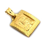 Medalik złoty kwadratowy z Matką Boską Częstochowską