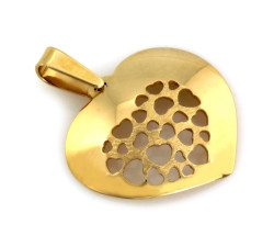 Zawieszka złota w kształcie serca z małymi serduszkami