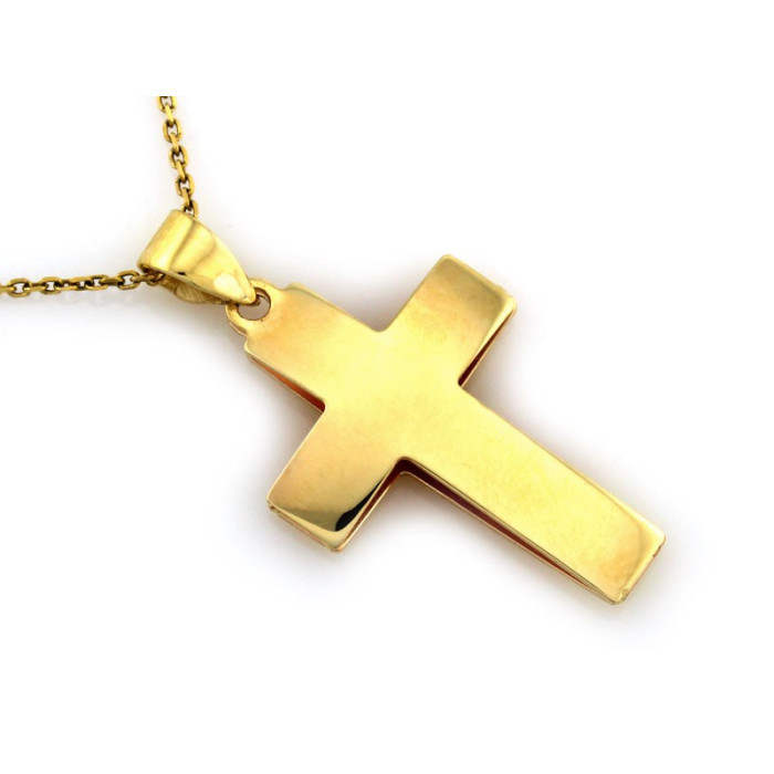Złota zawieszka 375 krzyż prosty gładki na Chrzest lub Komunię