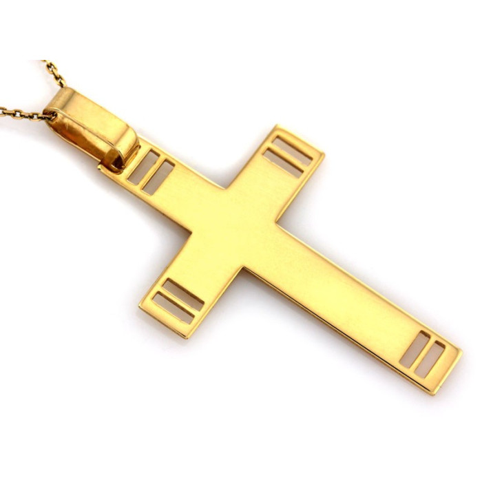 Złota zawieszka 333 krzyżyk wisiorek na łańcuszek prezent na Chrzest Komunię