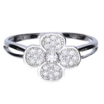 Srebrny pierścionek 925 kwiatek białe cyrkonie r 11