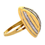 Duży złoty pierścień 585 owalny błyszczący z białym złotem 14K