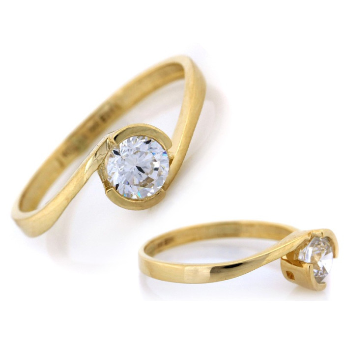 Złoty pierścionek 585 z cyrkonią mijanka delikatny na zaręczyny