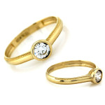 Złoty pierścionek 585 z okrągłym oczkiem klasyczny na zaręczyny