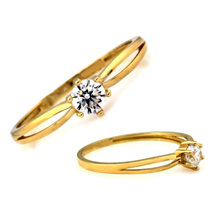 Złoty pierścionek 375 z cyrkonią klasyczny elegancki na zaręczyny