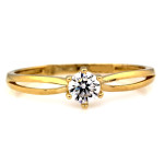 Złoty pierścionek 375 z cyrkonią klasyczny elegancki na zaręczyny