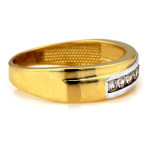 Złoty pierścionek 585 dwukolorowy obrączkowy z cyrkoniami 14K