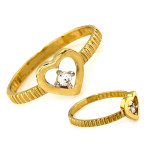 Złoty pierścionek 585 delikatny z serduszkiem i jedną cyrkonią