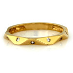 Nowoczesny złoty pierścionek 585 z drobnymi cyrkoniami  14K