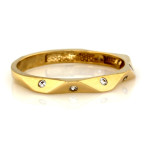 Nowoczesny złoty pierścionek 585 z drobnymi cyrkoniami  14K