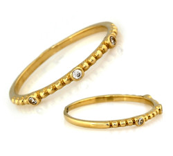 Złoty pierścionek delikatny obrączkowy z cyrkoniami 
