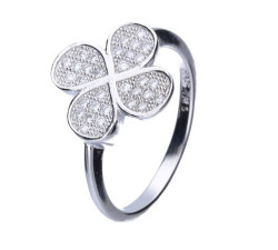 srebrny pierścionek cyrkonia biała kwiatek