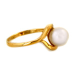 Elegancki złoty pierścionek 585 z perłą delikatny na prezent 14K