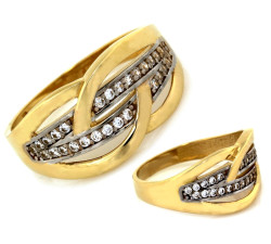 Złoty pierścionek 585 klasyka elegancji z kamieniami na co dzień