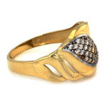 Złoty pierścionek 585 szeroki wstawka z cyrkoniami