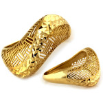 Złoty pierścionek 585 duży ażurowy wycinany bez kamieni