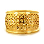 Złoty pierścionek 375 szeroki z ażurowym wzorem bez kamieni