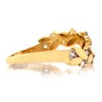 Złoty pierścionek 585 delikatny nowoczesny przeplatany z cyrkoniami