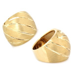 Złoty pierścień 585 duży szeroki frezowany satynowany na prezent