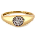 Złoty pierścionek 585 oczko z drobnych cyrkonii elegancki damski