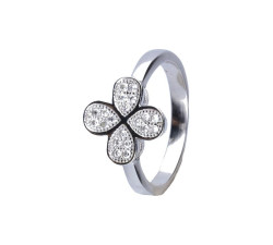 srebrny pierścionek elegancki kwiatek cyrkonie