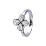 Srebrny pierścionek 925 biały kwiat zdobiony cyrkonią r 12