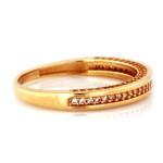Złoty pierścionek 585 damski obrączkowy wysadzany cyrkoniami