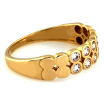 Złoty pierścionek 585 podwójny obrączkowy z cyrkoniami