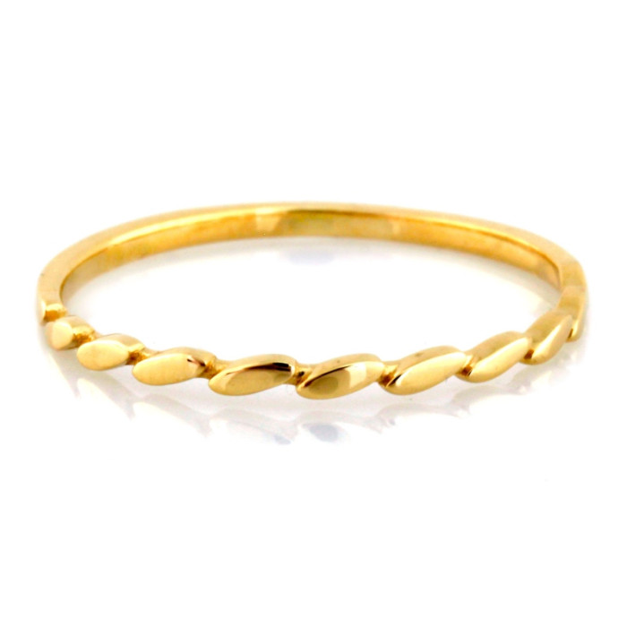 Delikatny złoty pierścionek 375 wąski obrączkowy z geometrycznymi elementami