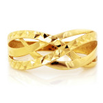 Złoty pierścionek 375 przeplatany frezowany na prezent