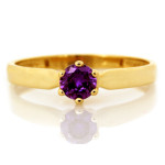 Złoty pierścionek 585 stylowy z fioletowym kamieniem