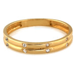 Złoty pierścionek 585 delikatny obrączkowy z drobnymi cyrkoniami