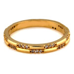 Złoty pierścionek 585 obrączkowy zdobiony cyrkoniami