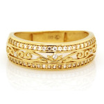 Złoty pierścionek 375 obrączkowy misterny ażur cyrkonie
