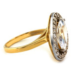 Elegancki pierścionek ze złota 585 z dużym białym oczkiem
