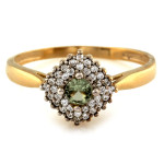 Elegancki pierścionek złoty 333 z zielonym turmalinem i cyrkoniami
