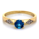 Złoty pierścionek z niebieskim akwamarynem 333 niebieski duży kamień oczko 8kt