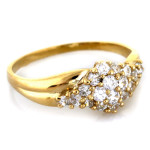 Złoty pierścionek 585 bogato zdobiony białymi cyrkoniami