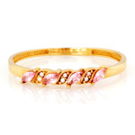 Złoty pierścionek 585 damski zdobiony różowymi cyrkoniami 14k