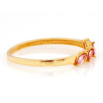 Złoty pierścionek 585 damski zdobiony różowymi cyrkoniami 14k