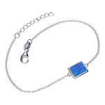 Srebrna bransoletka 925 opal niebieski w kwadracie