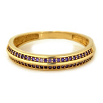 Złoty pierścionek 585 obrączka złota z fioletowymi cyrkoniami